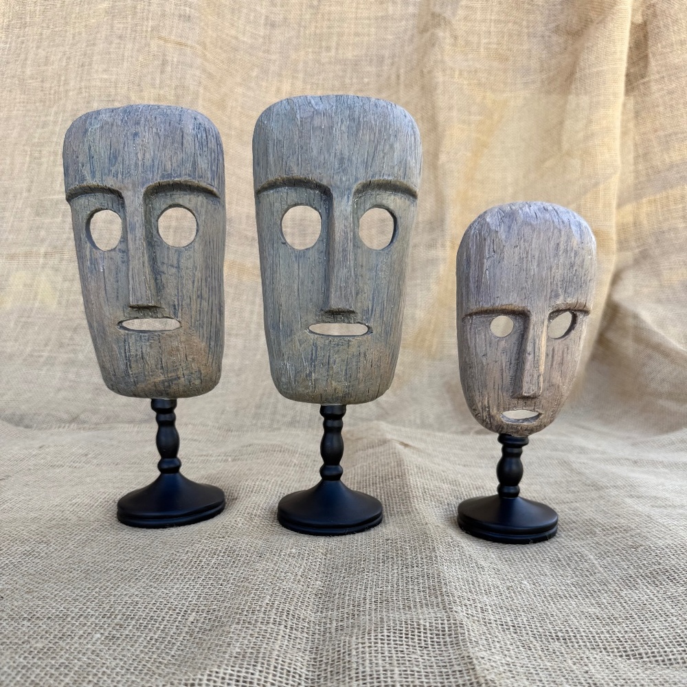 African Tribal Masks on stands (sold as set of three)